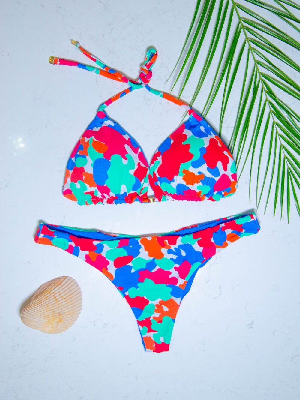 Rio Açu Brazilian Reversible Triangle Bikini Set | Blue | Size L | NWT | UPF 50+